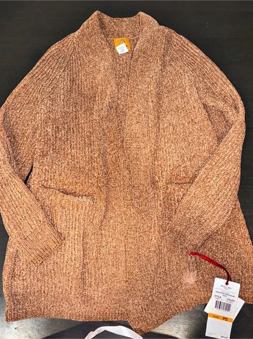 Ruby Rd. Sweater . Open Front Brown Cardigan Size PS NWT